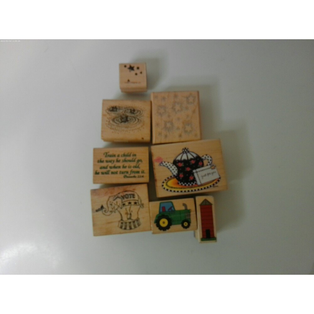 Lot Of 8 Wood Stamps